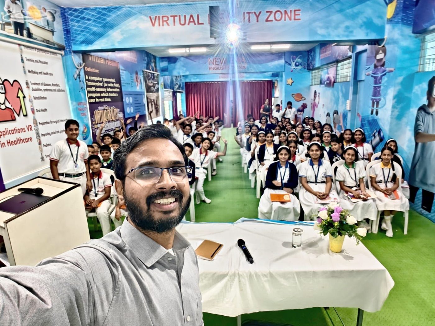 With students in a Virtual Reality Zone