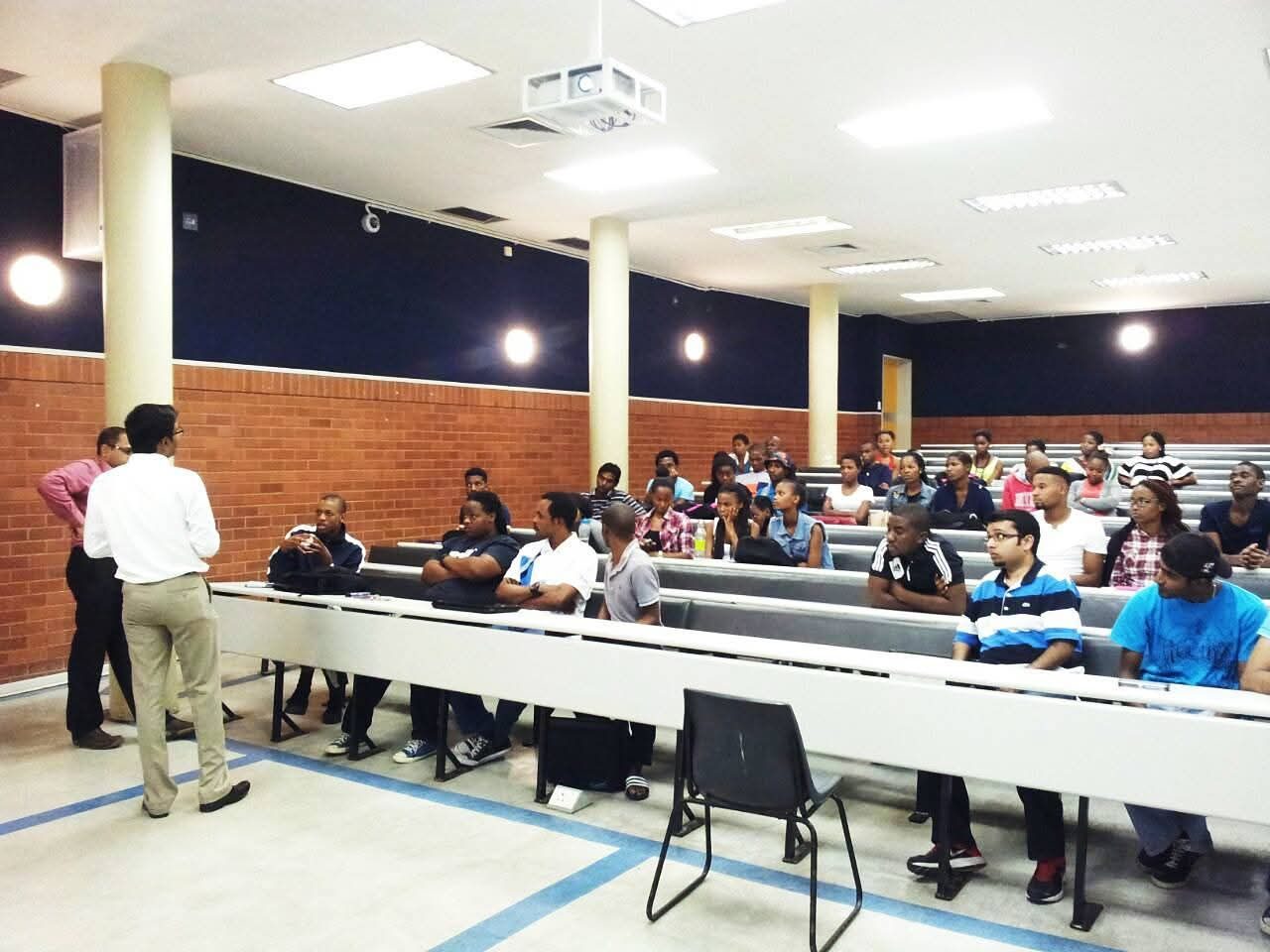 Speaking in a lecture hall